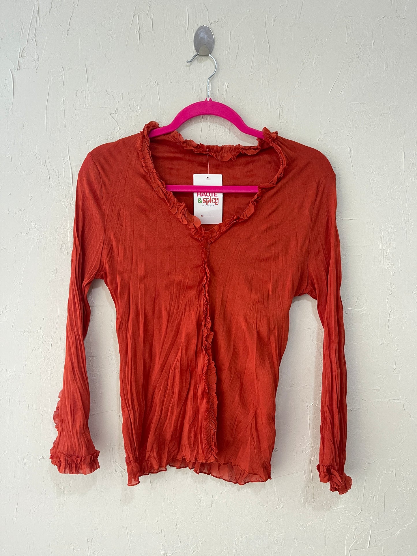 Tangerine Ruffle Top (S)